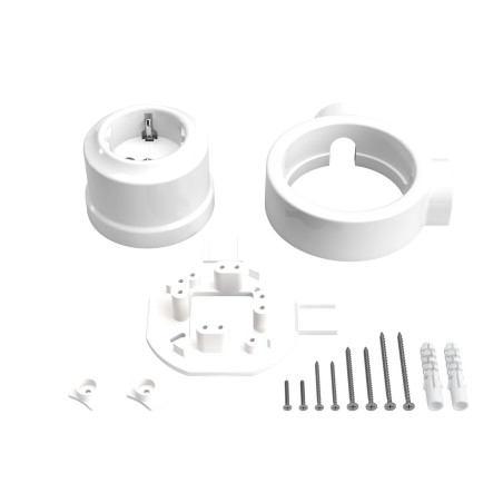 Kit prise Schuko en porcelaine pour tube décoratif 20 mm