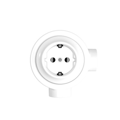 Kit prise Schuko porcelaine pour tube 20 mm | AccessoiresPourLampes