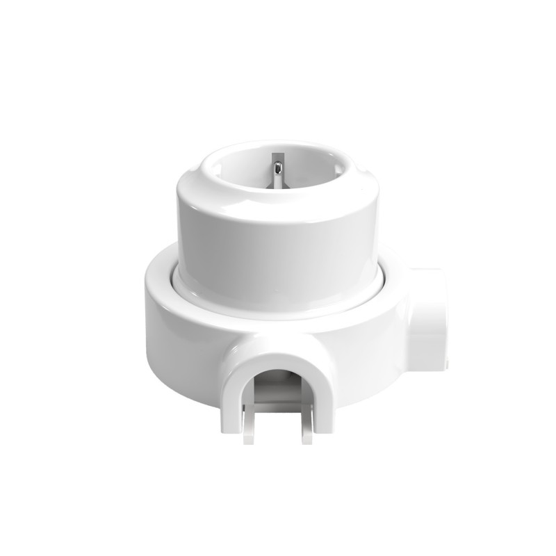 Kit prise Schuko en porcelaine pour tube décoratif 20 mm