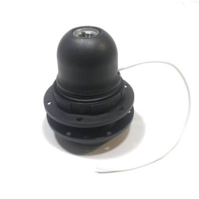 Douille thermoplastique E27 noire avec interrupteur à corde