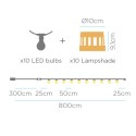 Guirlande 10 lumières LED IP44 charge solaire et batterie | AccessoiresPourLampes.fr