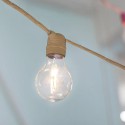 Guirlande 10 lumières LED couleur lin IP44 charge solaire et batterie rechargeable 2700K