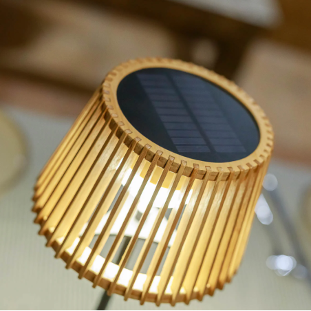 Lampe solaire en bambou avec batterie rechargeable sans fil IP54