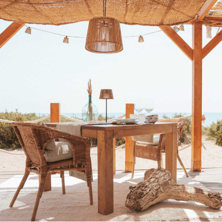 Lampe solaire en bambou avec batterie rechargeable sans fil IP54
