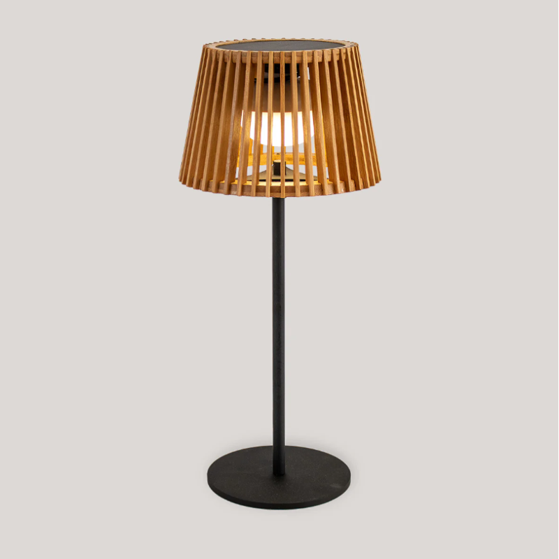Lampe solaire en bambou avec batterie rechargeable sans fil IP54