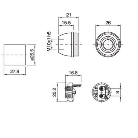 Douille E12 en thermoplastique lisse pour luminaires