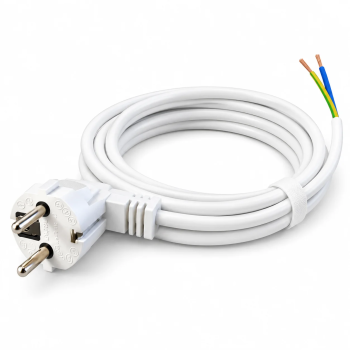 Câble d'alimentation Schuko blanc de 2 m 3 × 1 mm² sans interrupteur