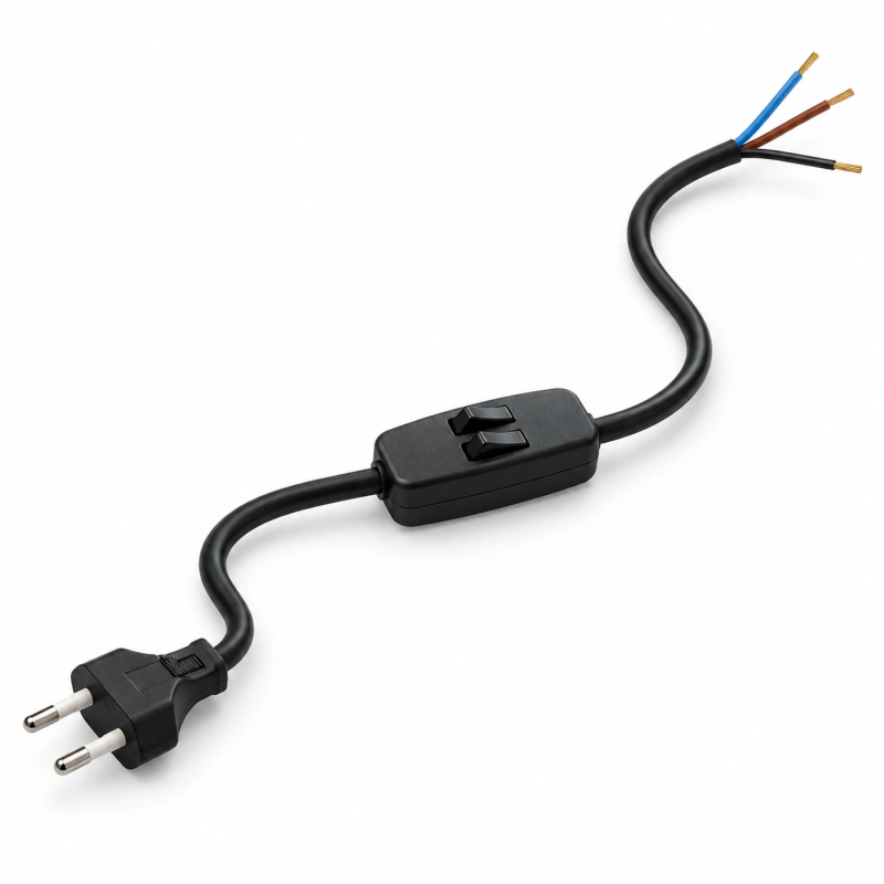 Connexion noire avec deux interrupteurs et câble de 2 m