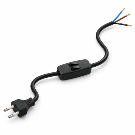 Connexion noire avec deux interrupteurs et câble de 2 m