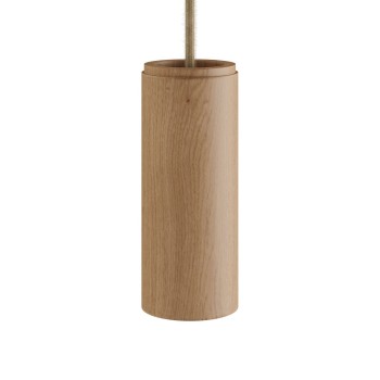 Abat-jour cylindrique en bois Ø60 × 150 mm avec douille E14
