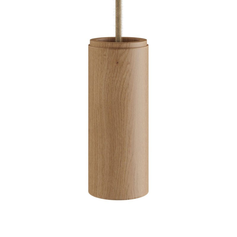 Abat-jour cylindrique en bois Ø60 × 150 mm avec douille E14