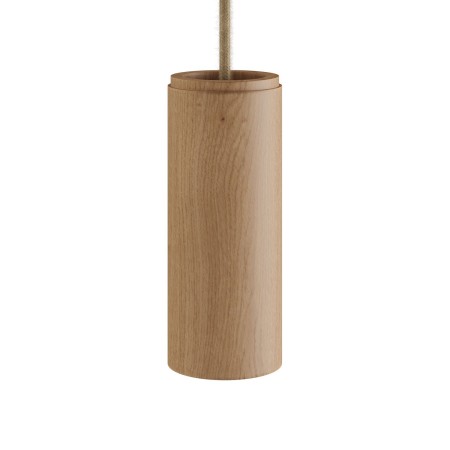 Abat-jour cylindrique en bois Ø60 × 150 mm avec douille E14