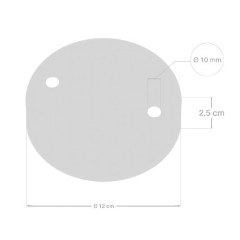 Support métallique blanc de 120 mm de diamètre avec deux sorties.