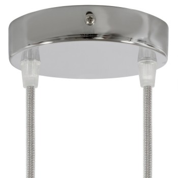 Support métallique blanc de 120 mm de diamètre avec deux sorties.