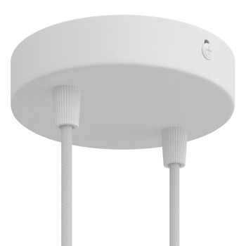 Support métallique blanc de 120 mm de diamètre avec deux sorties.