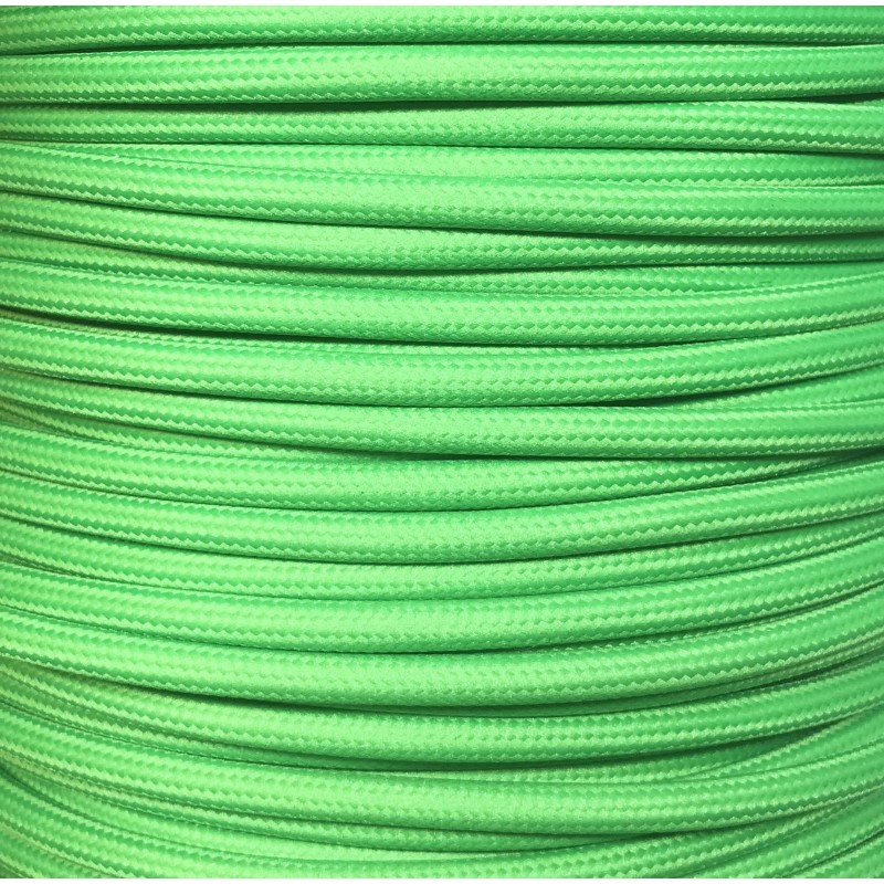Câble décoratif textile au mètre homologué, couleur verte