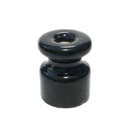 Isolateur en porcelaine noire pour l'installation de câbles torsadés.