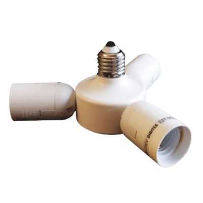 Douille Triple E27 - Adaptateur 3 Ampoules LED/CFL, 100-240V, Fixe, Pour Plafond, Garage, Studio, Blanc