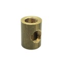Distributeur en laiton à trois sorties, 20 mm de hauteur x 15 mm de largeur.