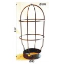 Cage en fer pour atelier de lampes, 105 mm de diamètre x 210 mm de hauteur.