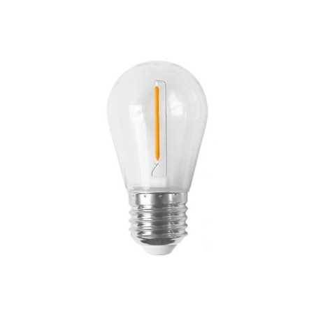 Ampoule en plastique pour guirlandes avec douille E27, 1W, lumière très chaude.