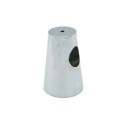 Accessoire forme conique argent mat pour fixer câble acier brillant