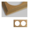 Cadre double pour mécanisme encastré en bois clair carré