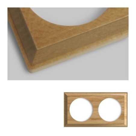 Cadre double pour mécanisme encastré en bois clair carré
