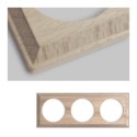Cadre triple pour mécanisme encastré en bois naturel carré