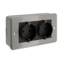 Boîte murale métal prise française double pour tube 20mm