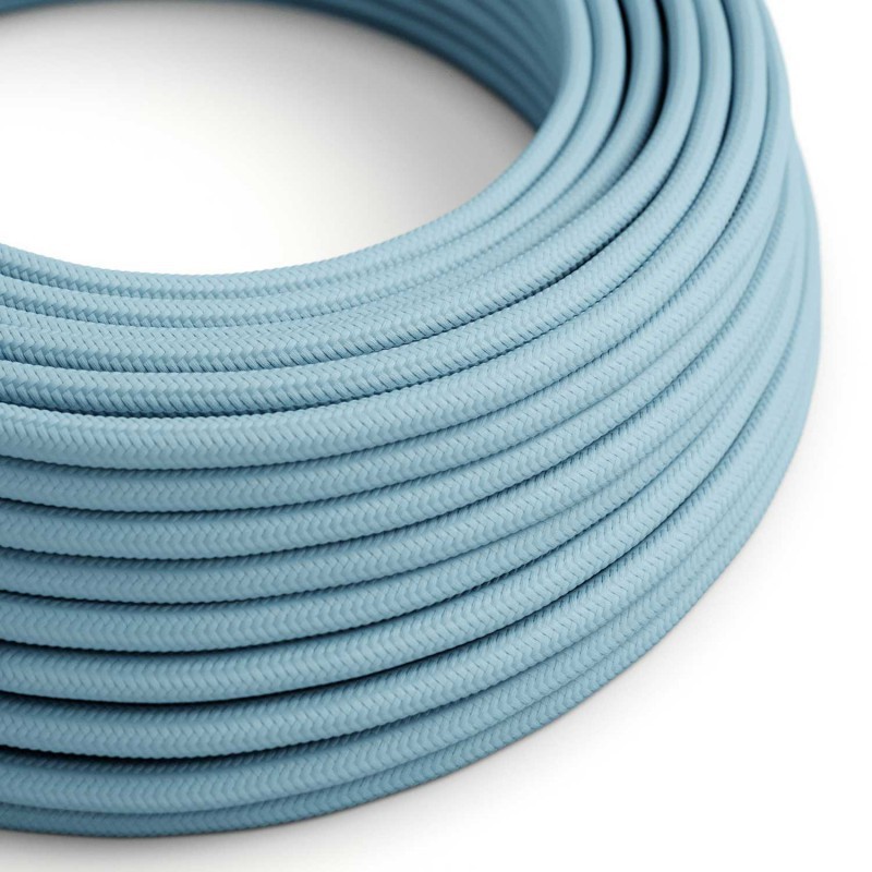 Câble décoratif textile à mètres homologué couleur bleu ciel