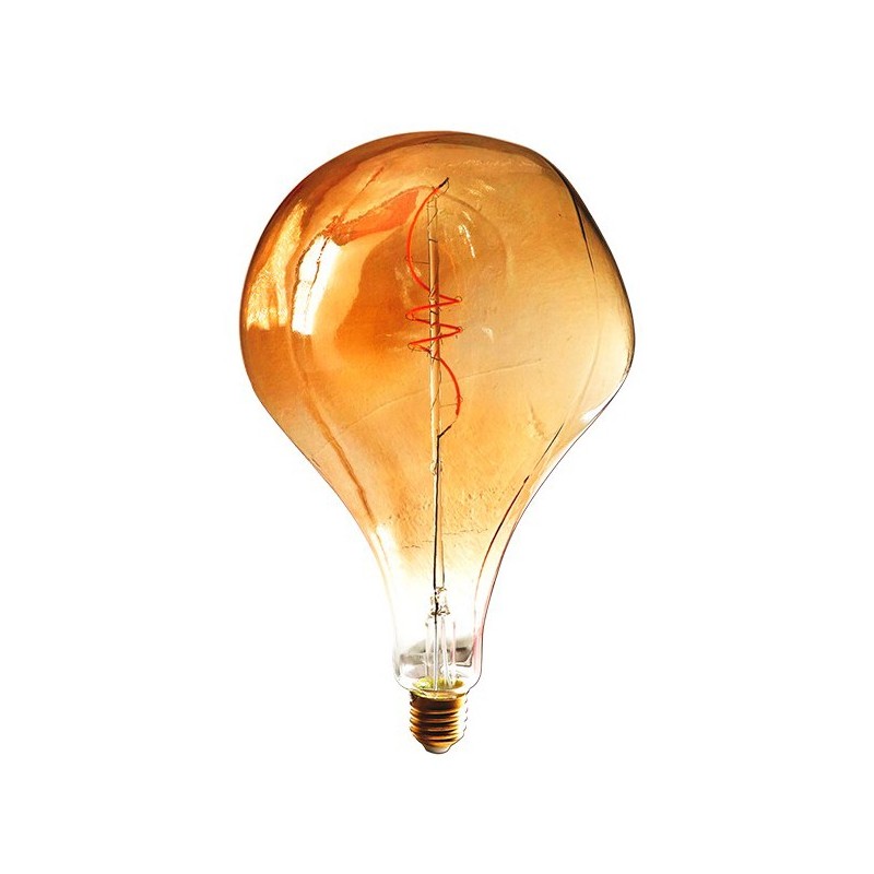 Ampoule Decorative LED déformé 4W 285mm verre ambre