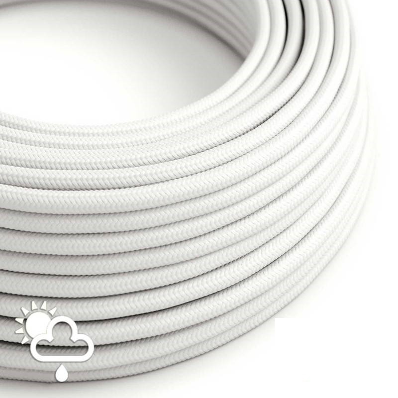 Câble décoratif textile blanc homologué pour l'extérieur