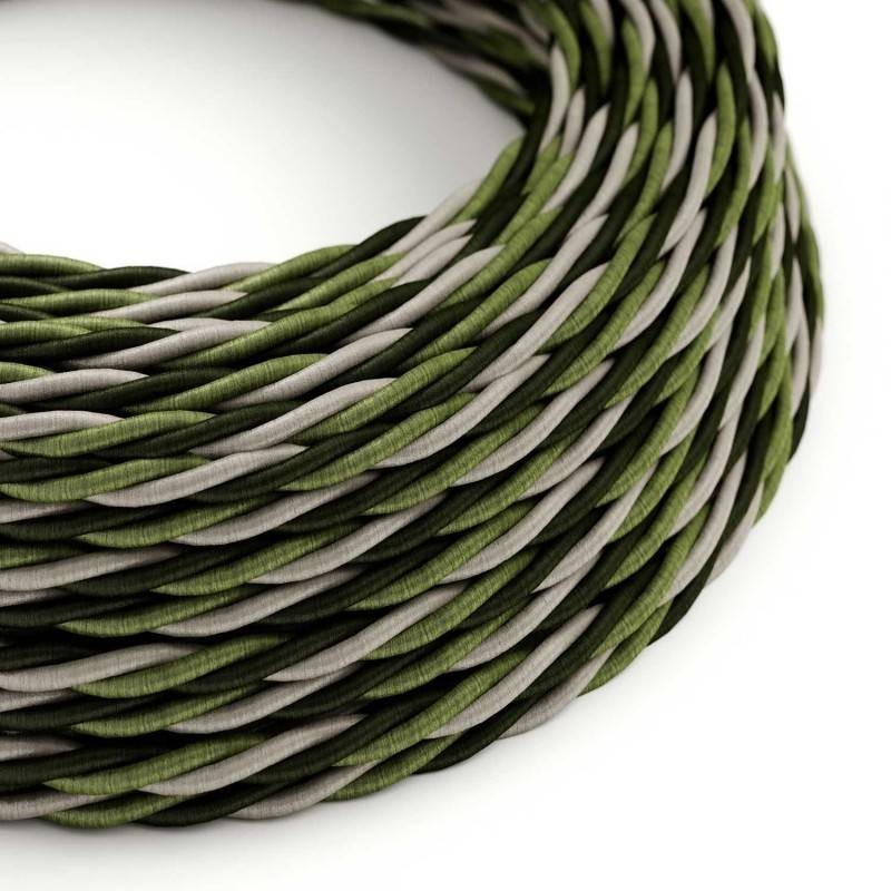Câble textile torsadé 2x0.75mm² couleur vert et lin
