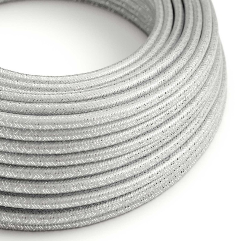 Câble décoratif textile à mètres homologué gris glitter