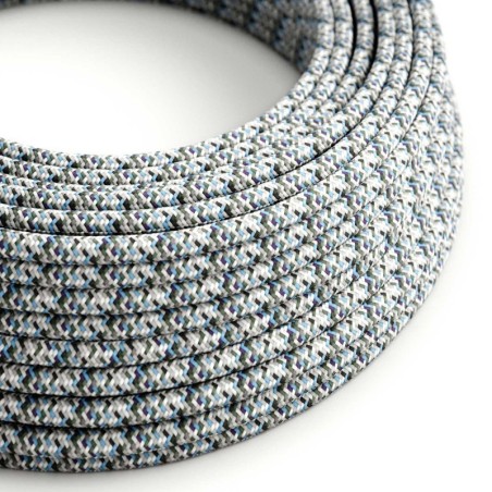 Câble décoratif textile à mètres homologué pixel bleu