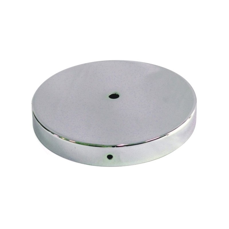 Support métallique chromé brillant de 160 mm de diamètre avec une sortie