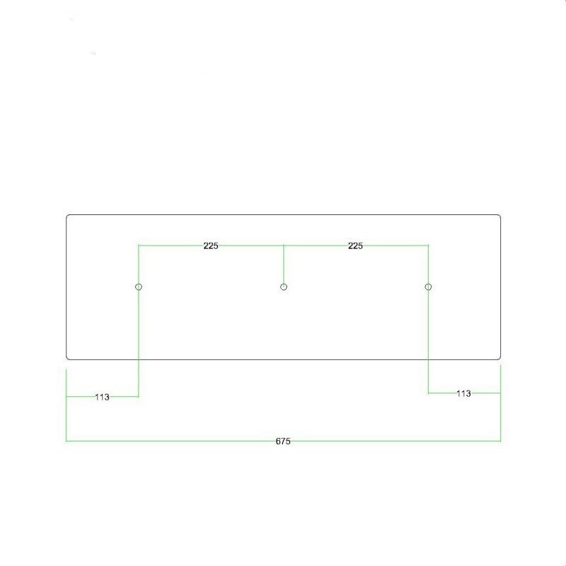 Support métal laiton 675mmx 225mm avec 3 trous
