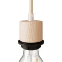 Douille E27 cylindrique filetée avec rondelles bois naturel