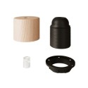 Douille E27 cylindrique filetée avec rondelles bois naturel
