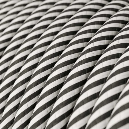 Câble décoratif textile à mètres  couleur zigzag gris