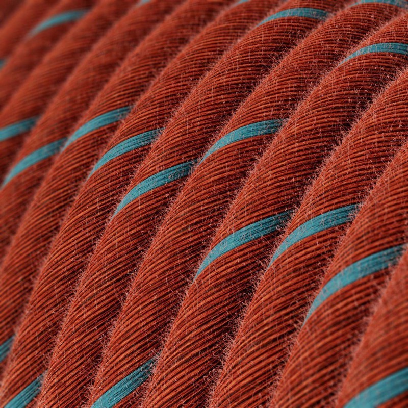 Câble décoratif textile à mètres  couleur terre cuite et bleu