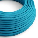 Câble décoratif textile au mètre homologué couleur turquoise