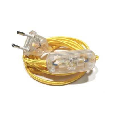 Kit de connexion textile avec interrupteur et fiche 2 m | AccessoiresPourLampes.fr