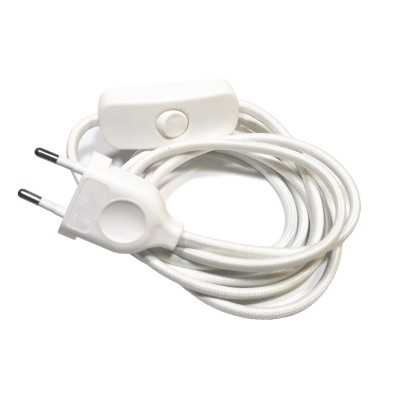 Kit de connexion textile avec interrupteur et fiche 2 m | AccessoiresPourLampes.fr