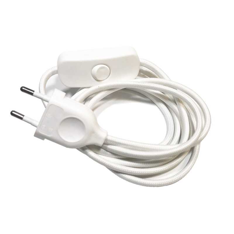 Kit de connexion textile avec interrupteur et fiche 2 m | AccessoiresPourLampes.fr