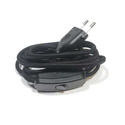 Kit de connexion textile avec interrupteur et fiche 2 m | AccessoiresPourLampes.fr