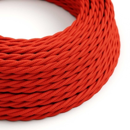 Câble décoratif en textile tressé fini de couleur rouge