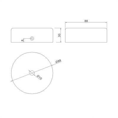 Support en bois de 80 mm de diamètre x 30 mm de hauteur