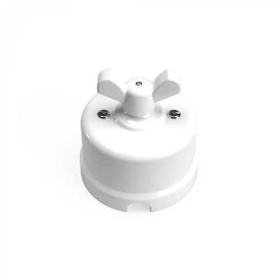 Interrupteur en porcelaine blanche avec noeud coloré